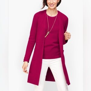 NWOT Women’s TALBOTS COTTON MODAL OPEN FRONT
SWEATER Pink Duster Petite Small.